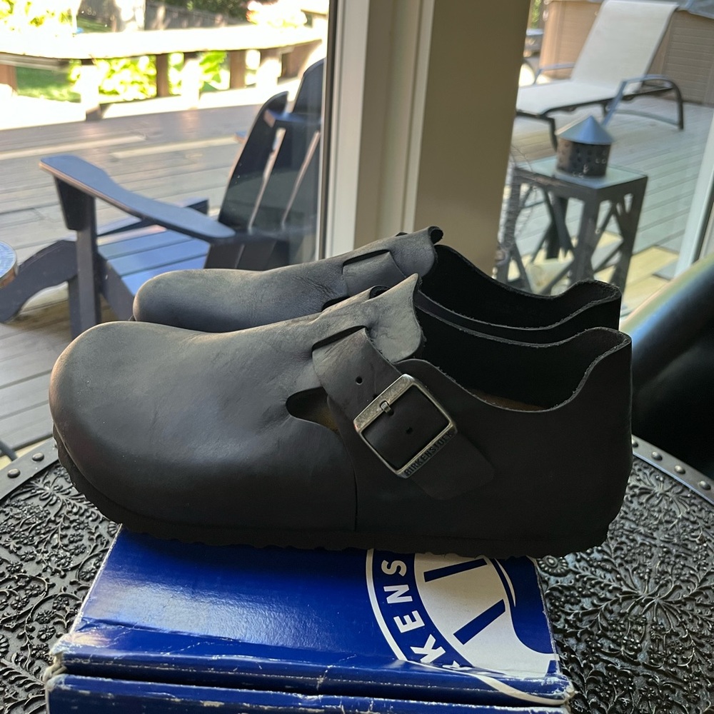 🖤BIRKENSTOCK LONDON OILED LEATHER BLACK CLOGS SHOES 43 10 - Picture 7 of 13
